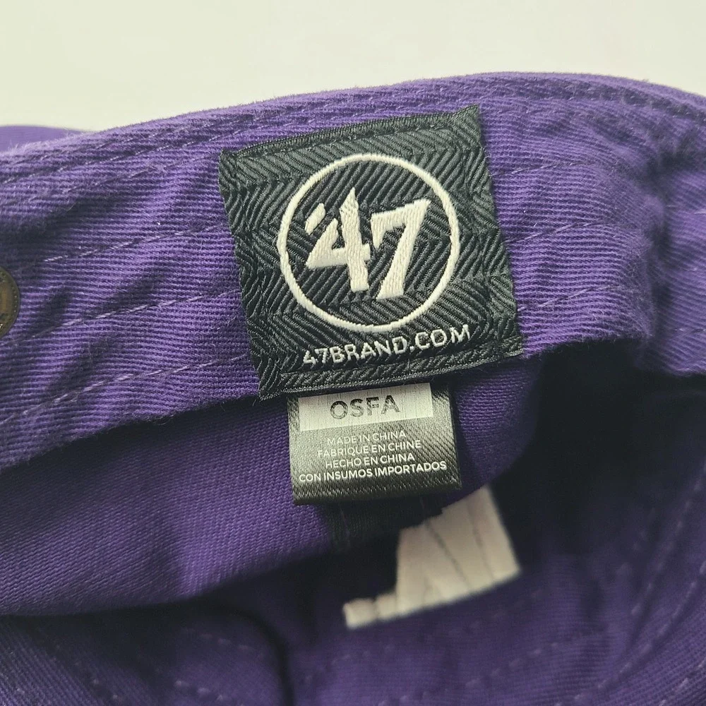 Los Angeles Dodgers Hat Strapback 47 Brand Clean Up Purple White MLB Baseball